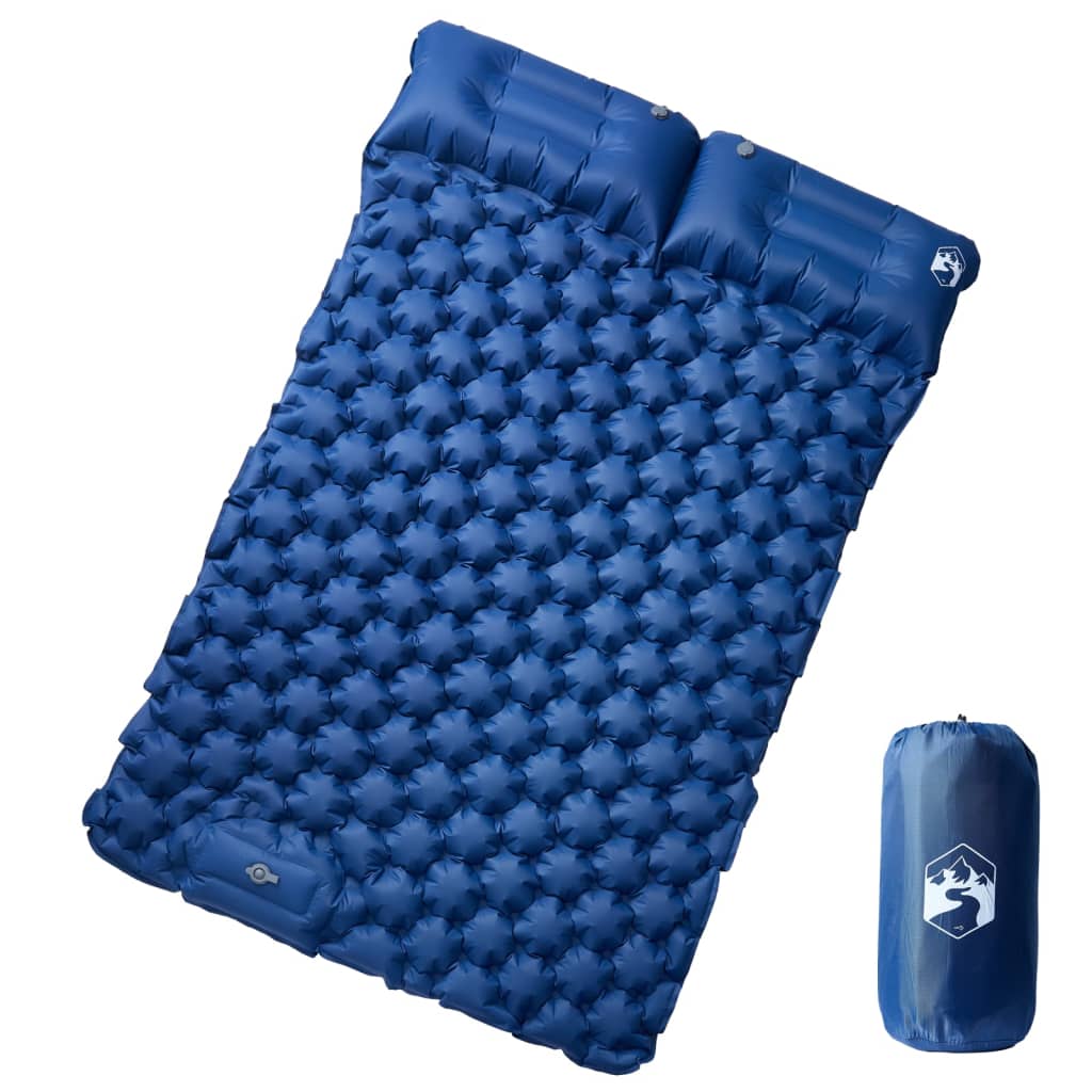 Materasso da campeggio Vidaxl con cuscini autogonfiabili per 2 persone blu navy