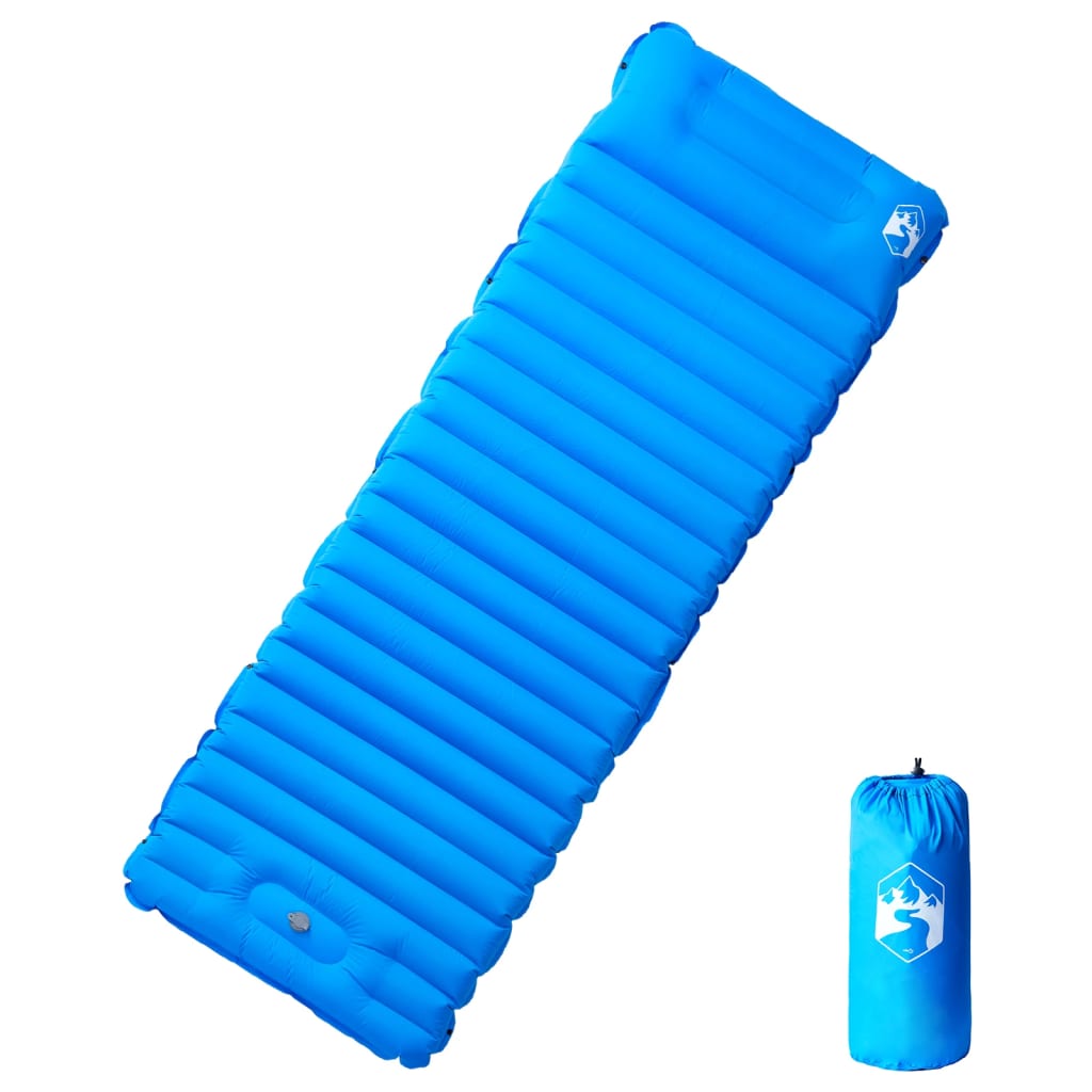 Colchón de campamento de Vidaxl con almohada Auto-bloqueo azul