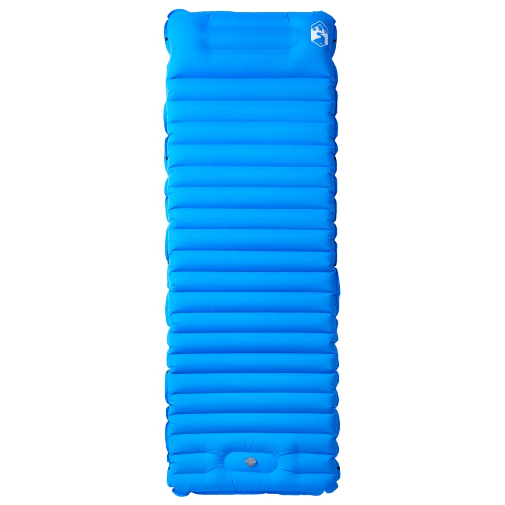 Colchón de campamento de Vidaxl con almohada Auto-bloqueo azul