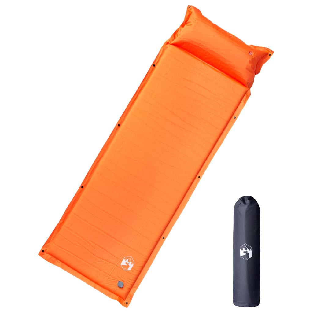 Colchón de campamento de Vidaxl con almohada a sí misma naranja soltera