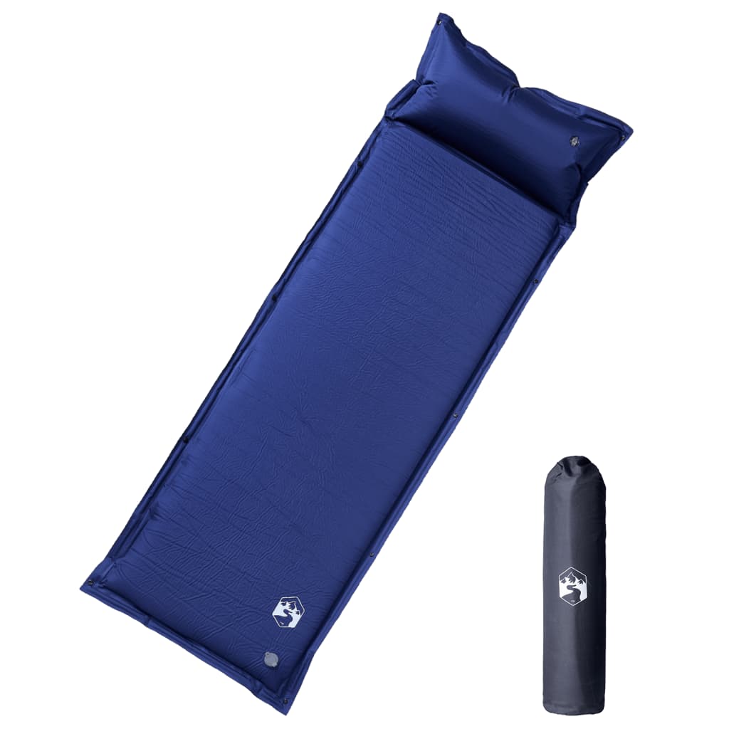 Colchón de campamento de Vidaxl con almohada Selging Singer Navy Blue