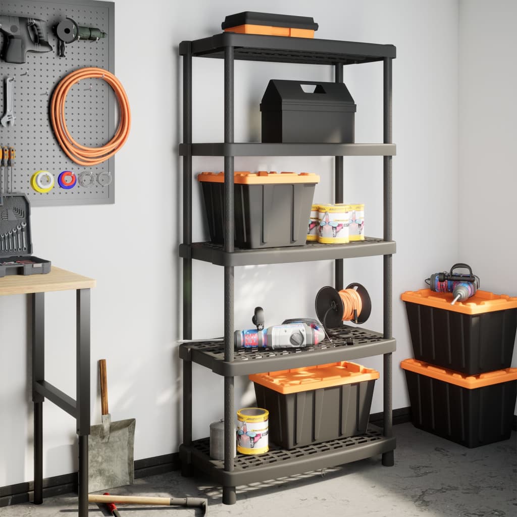 Vidaxl Storage Rack a 5 strati 93.5x45.5x194.5 cm Polypropene Black