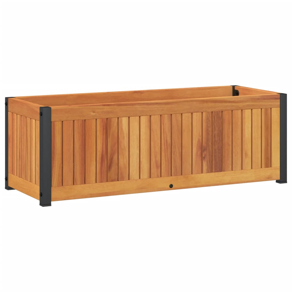 Fioriera Vidaxx 80x30x27,5 cm in legno massello di acacia e acciaio