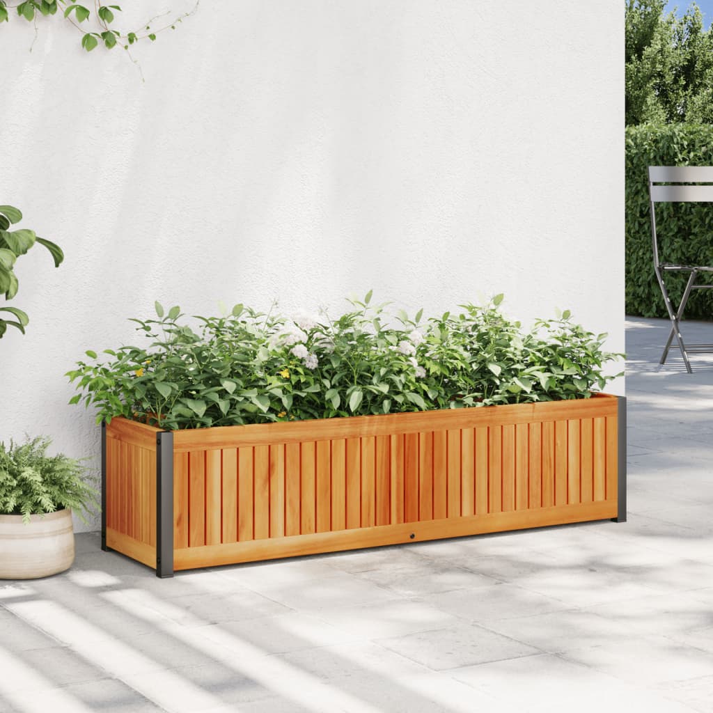 Jardinera vidaxx 110x30x27,5 cm madera maciza de acacia y acero