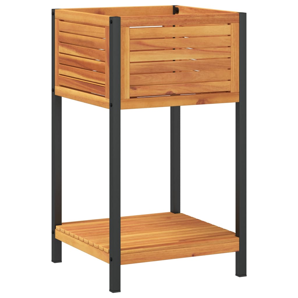 Scatola di pianificazione Vidaxl con scaffale 45x45x80 cm Acacia solida in legno e acciaio