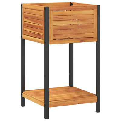 Scatola di pianificazione Vidaxl con scaffale 45x45x80 cm Acacia solida in legno e acciaio