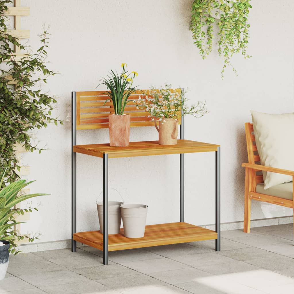 Vidaxl Gardening Tabella 90x50x110 cm Acacia solida e acciaio