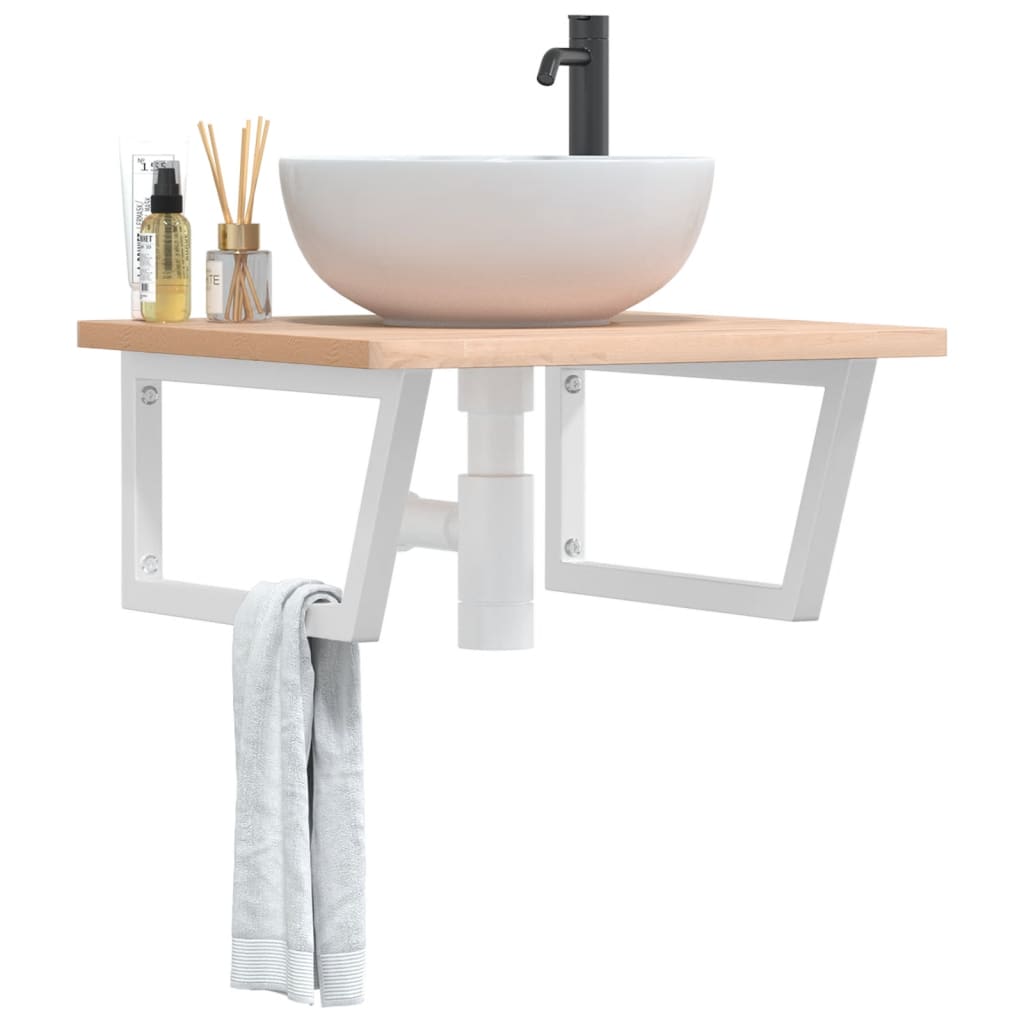 Staffe da parete Vidaxl per lavandino 2 St Trapezium acciaio bianco