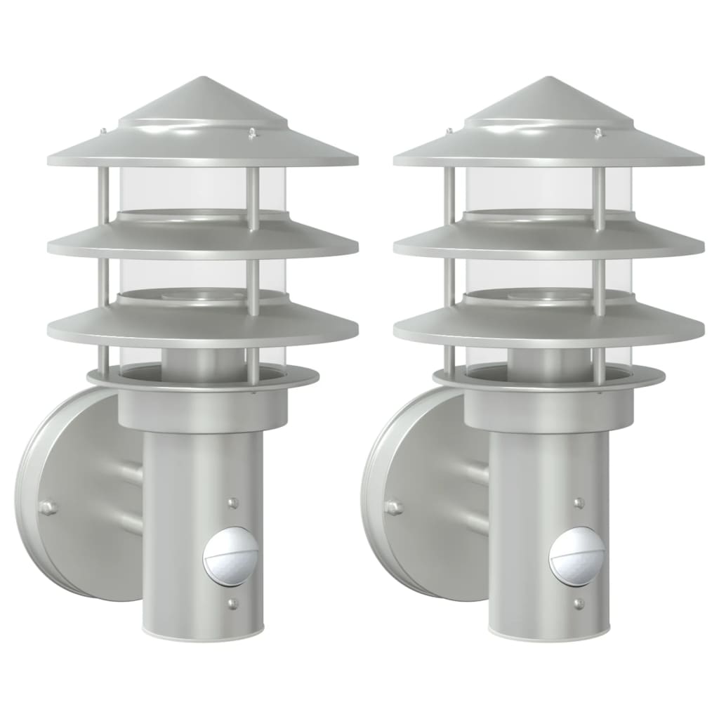 Vidaxl Lampade a parete da esterno 2 St con sensori in acciaio inossidabile colorato