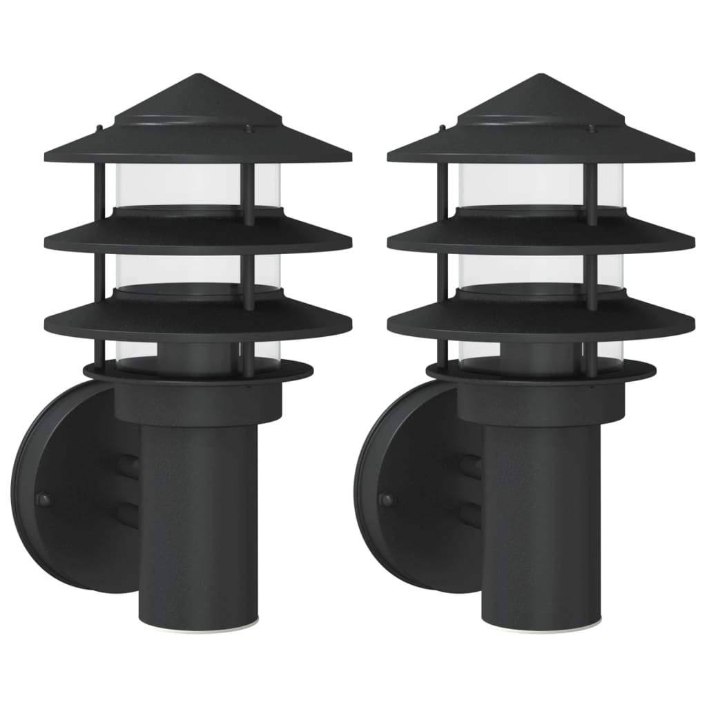 Vidaxl Lampade a parete da esterno 2 St Acciaio inossidabile nero