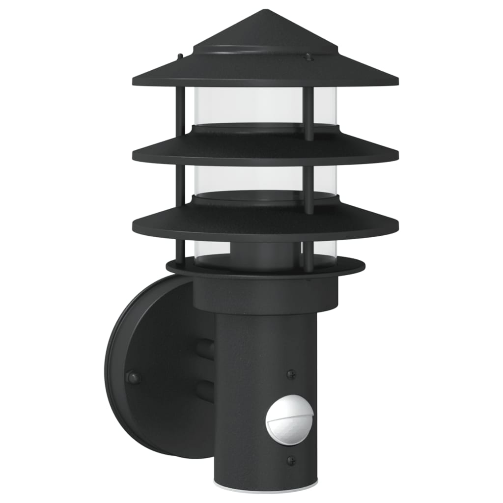 Vidaxl Lampada a parete da esterno con sensore in acciaio inossidabile nero