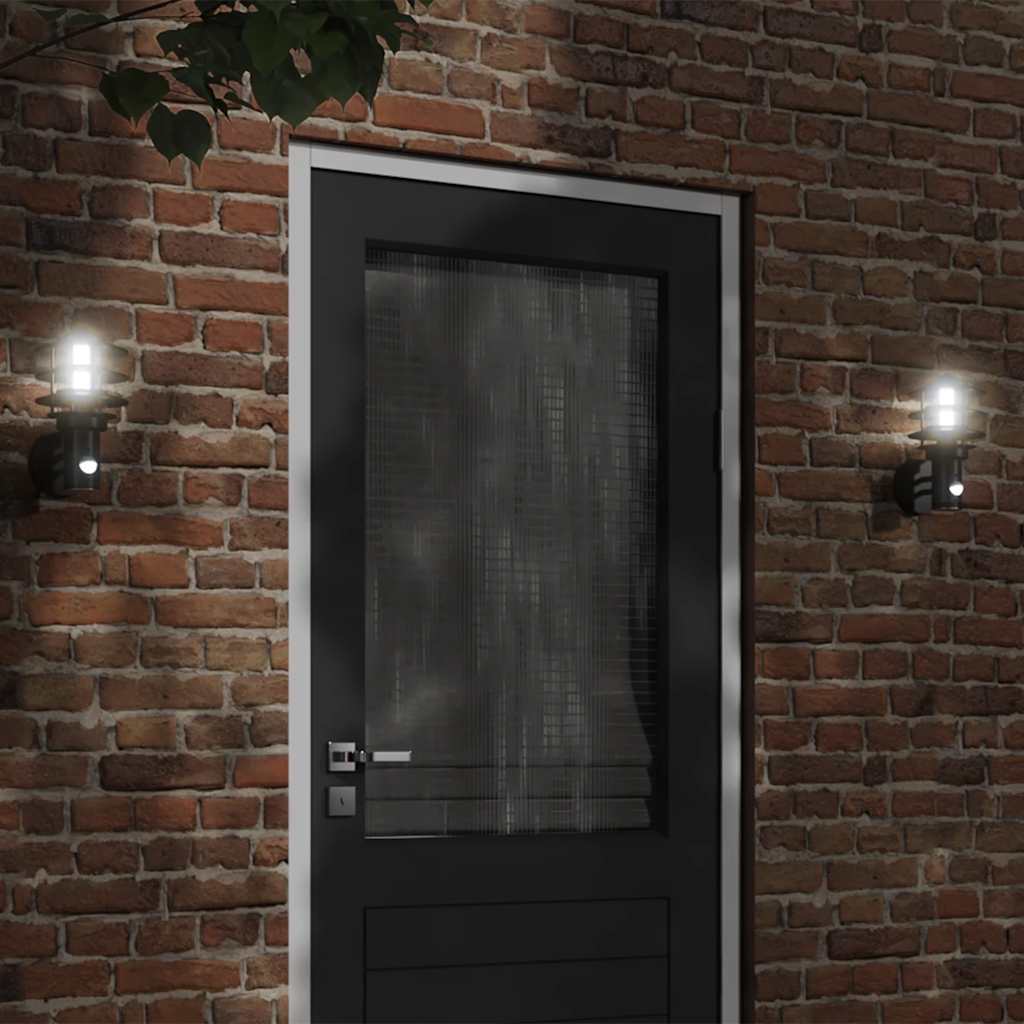 Vidaxl Lampada a parete da esterno con sensore in acciaio inossidabile nero