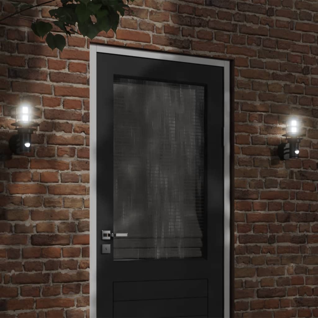 Vidaxl Lámparas de pared al aire libre 2 st con sensores de acero inoxidable negro