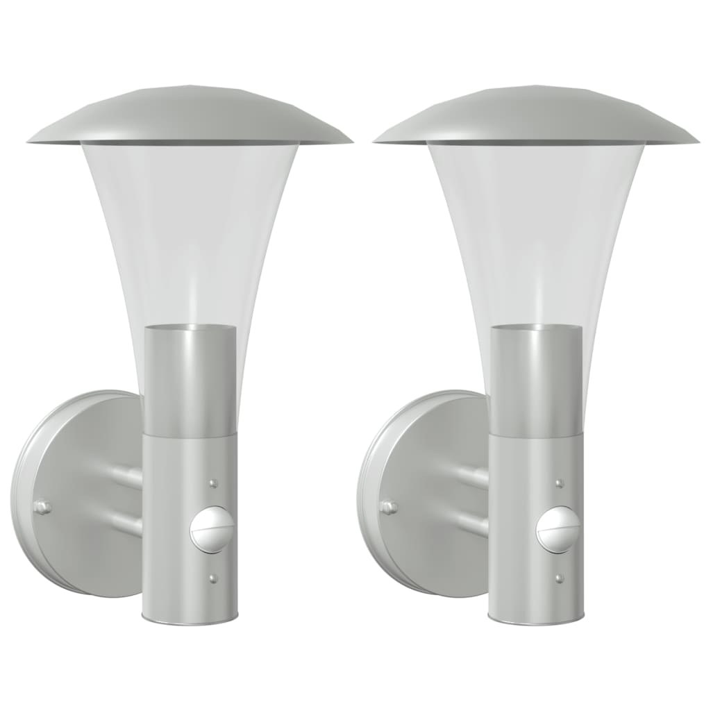 Vidaxl Lampade a parete da esterno 2 St con sensori in acciaio inossidabile colorato