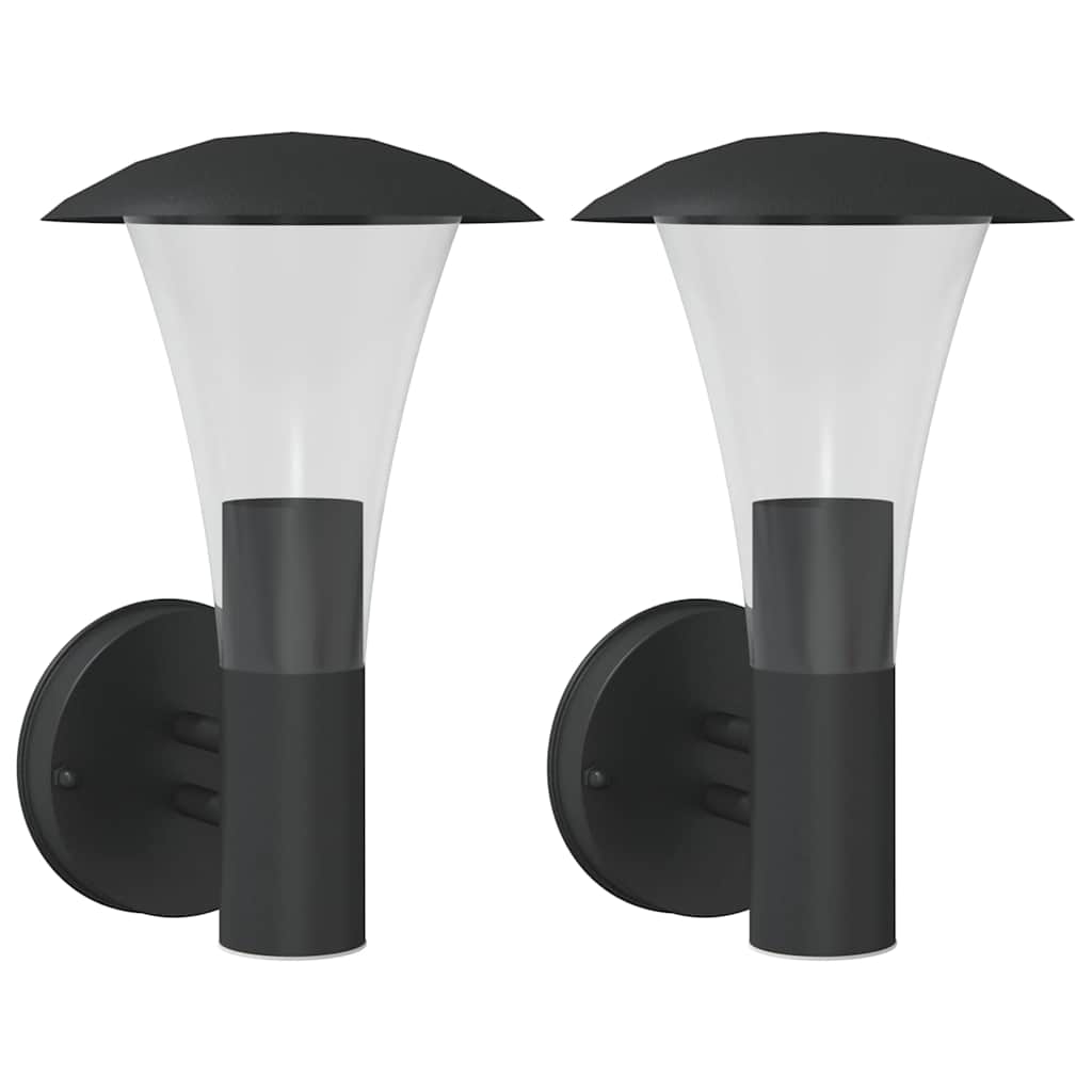 Vidaxl Lámparas de pared al aire libre 2 de acero inoxidable