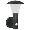 Vidaxl Lámpara de pared al aire libre con sensor de acero inoxidable negro