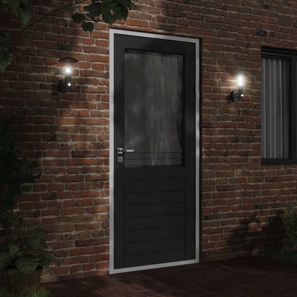 Vidaxl Lámpara de pared al aire libre con sensor de acero inoxidable negro