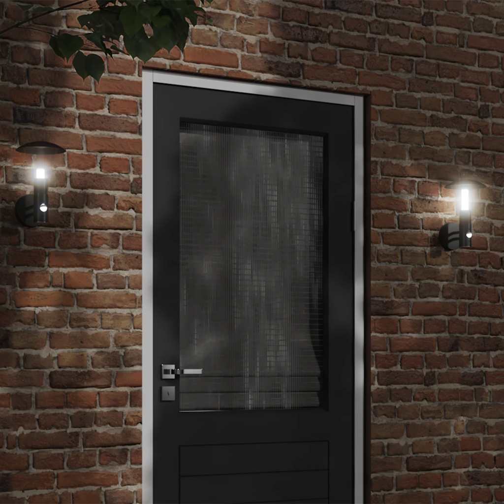 Vidaxl Lámpara de pared al aire libre con sensor de acero inoxidable negro