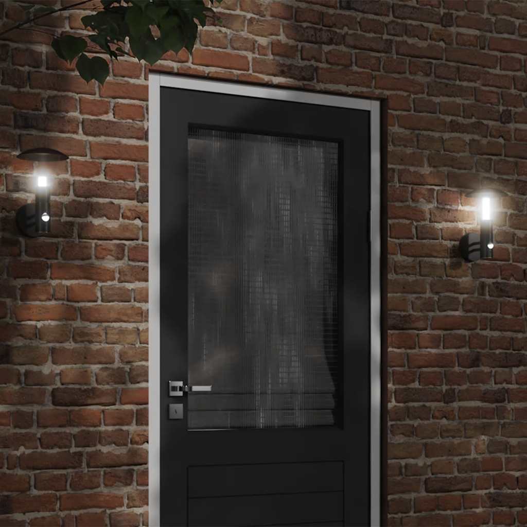 Vidaxl Lampade a parete da esterno 2 St con sensori in acciaio inossidabile nero