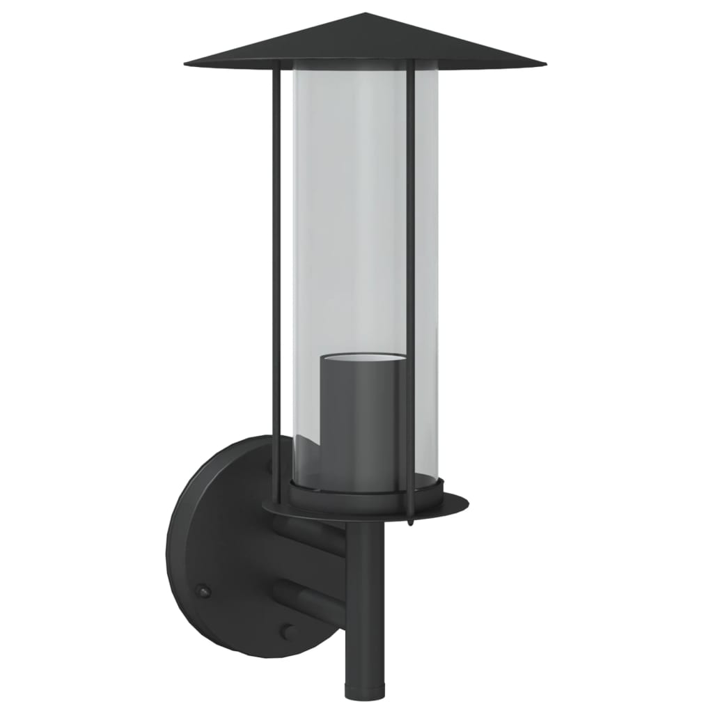 Vidaxl Lámpara de pared exterior de acero inoxidable negro