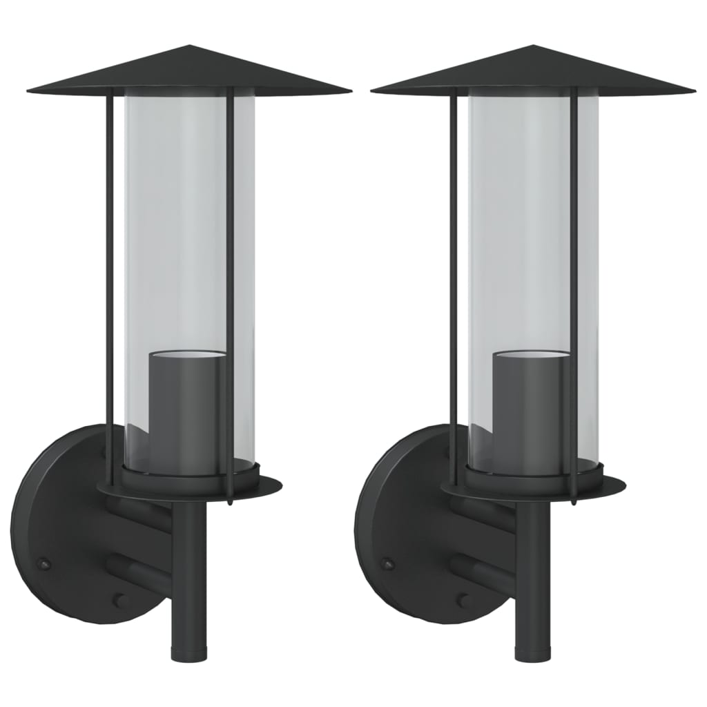Vidaxl Lampade a parete da esterno 2 St Acciaio inossidabile nero