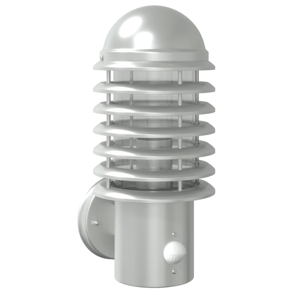 Vidaxl Lampada a parete da esterno con sensore in acciaio inossidabile argento