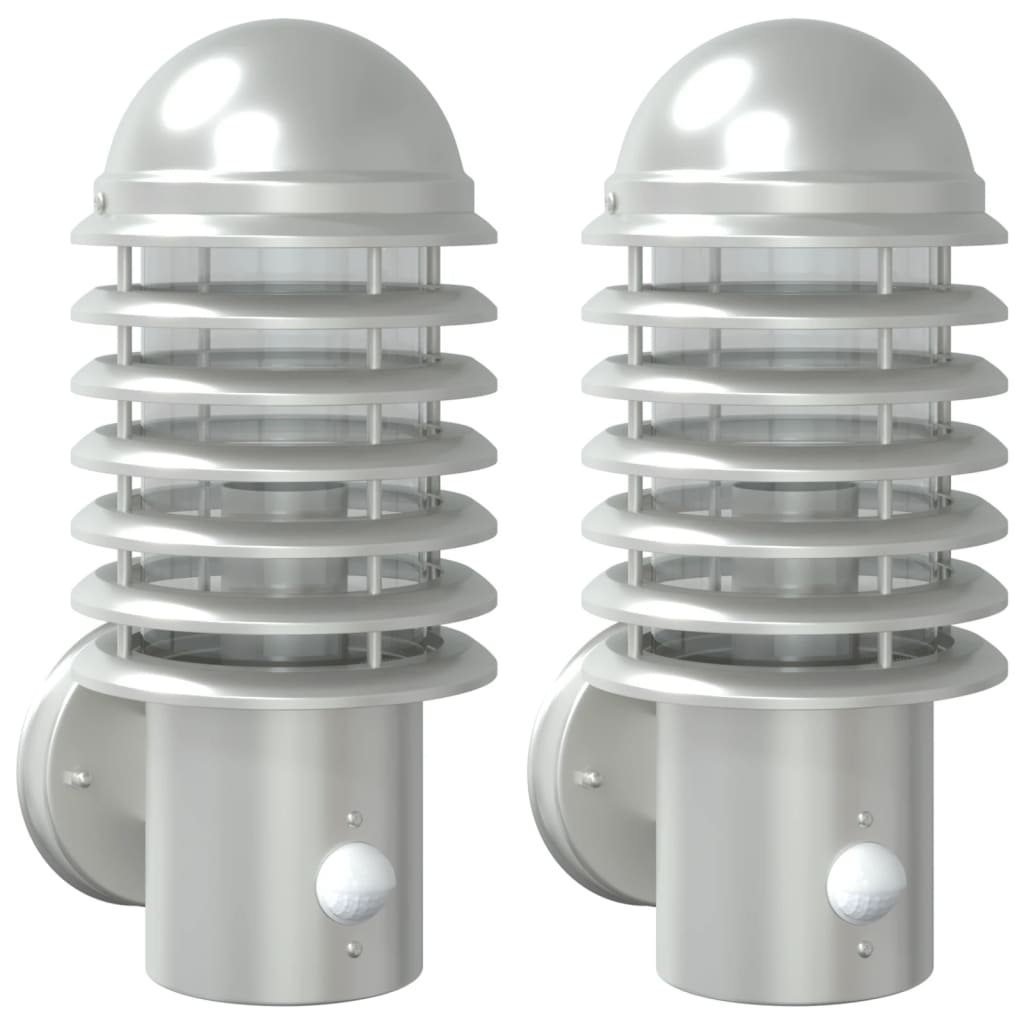 Vidaxl Lampade a parete da esterno 2 St con sensori in acciaio inossidabile colorato