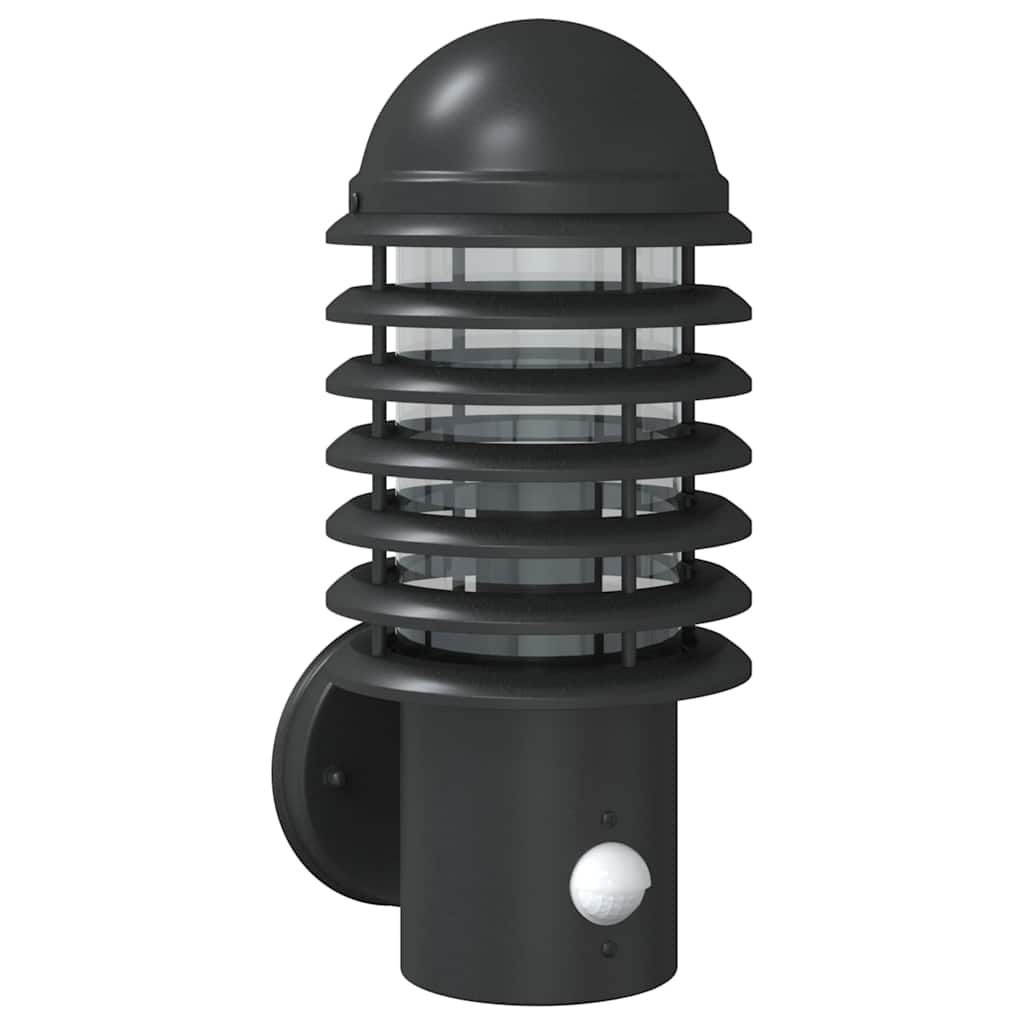 Vidaxl Lampada a parete da esterno con sensore in acciaio inossidabile nero