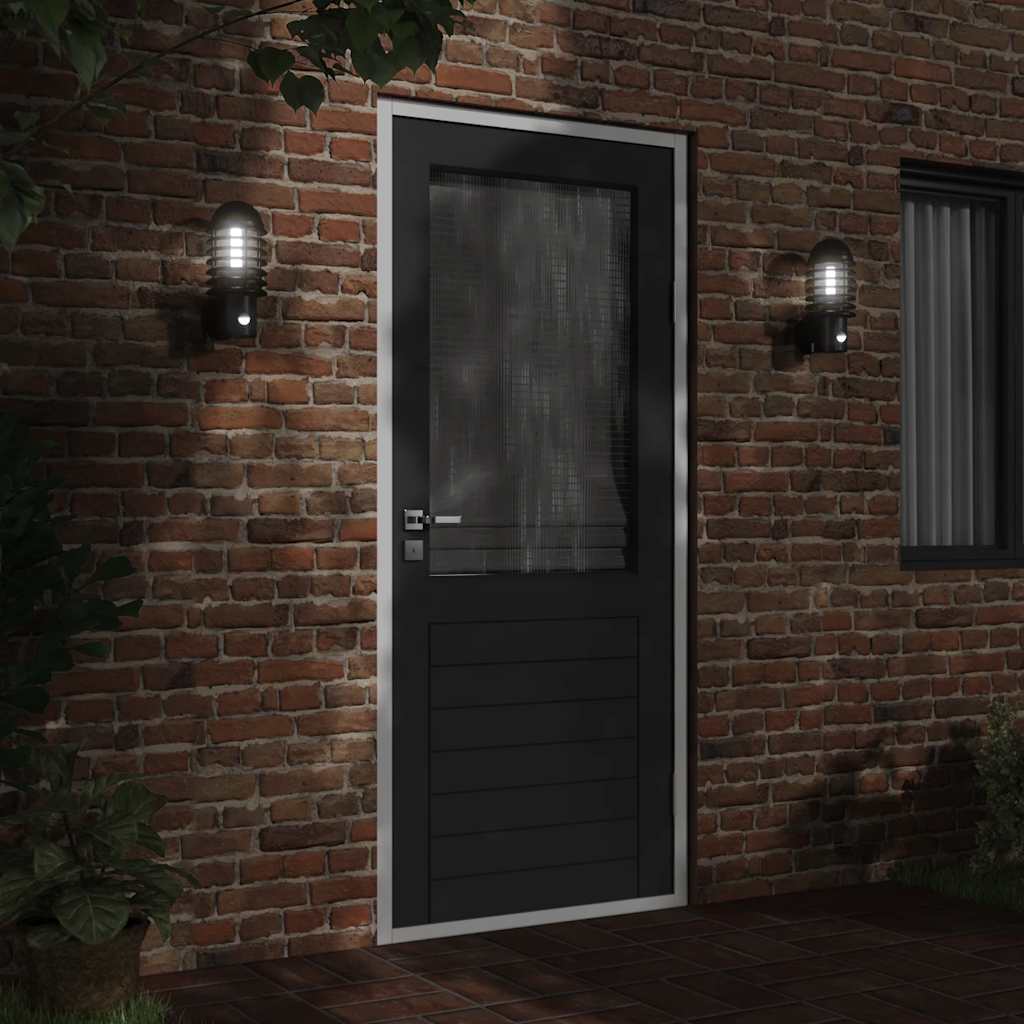 Vidaxl Lámpara de pared al aire libre con sensor de acero inoxidable negro