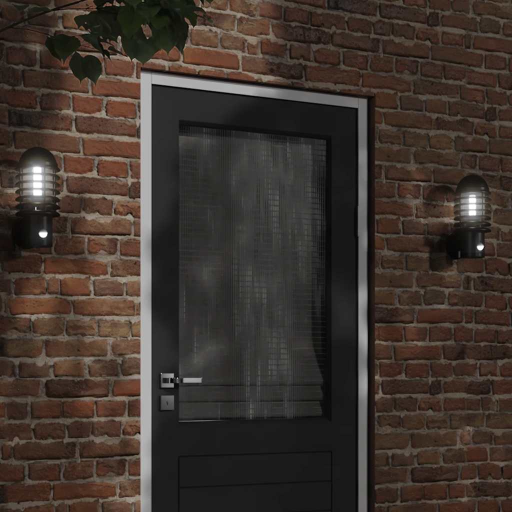 Vidaxl Lámpara de pared al aire libre con sensor de acero inoxidable negro