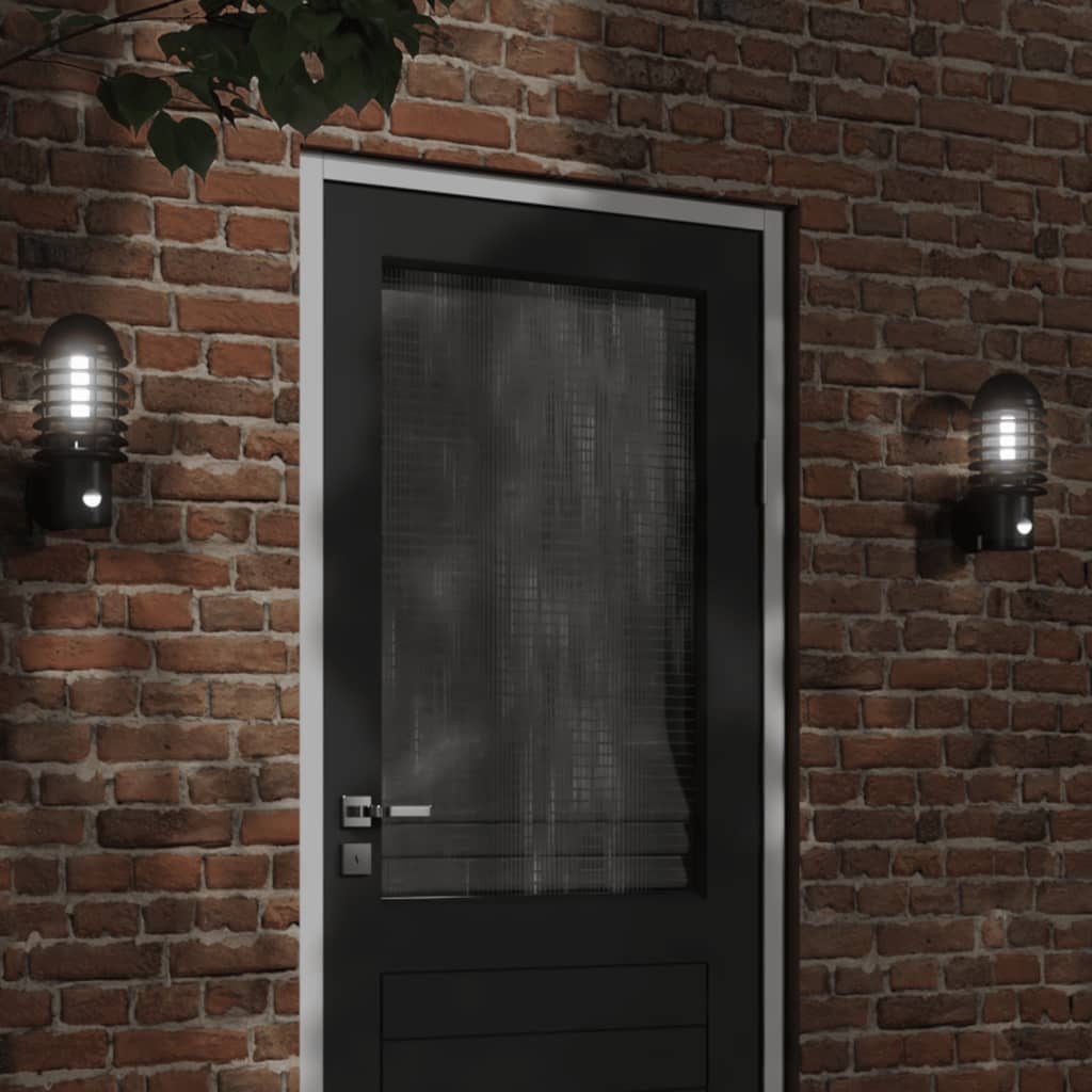 Vidaxl Lámparas de pared al aire libre 2 st con sensores de acero inoxidable negro