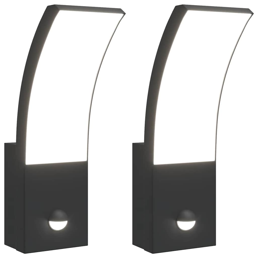 Vidaxl Lampade a parete da esterno 2 ST LED con sensori fuso in alluminio nero