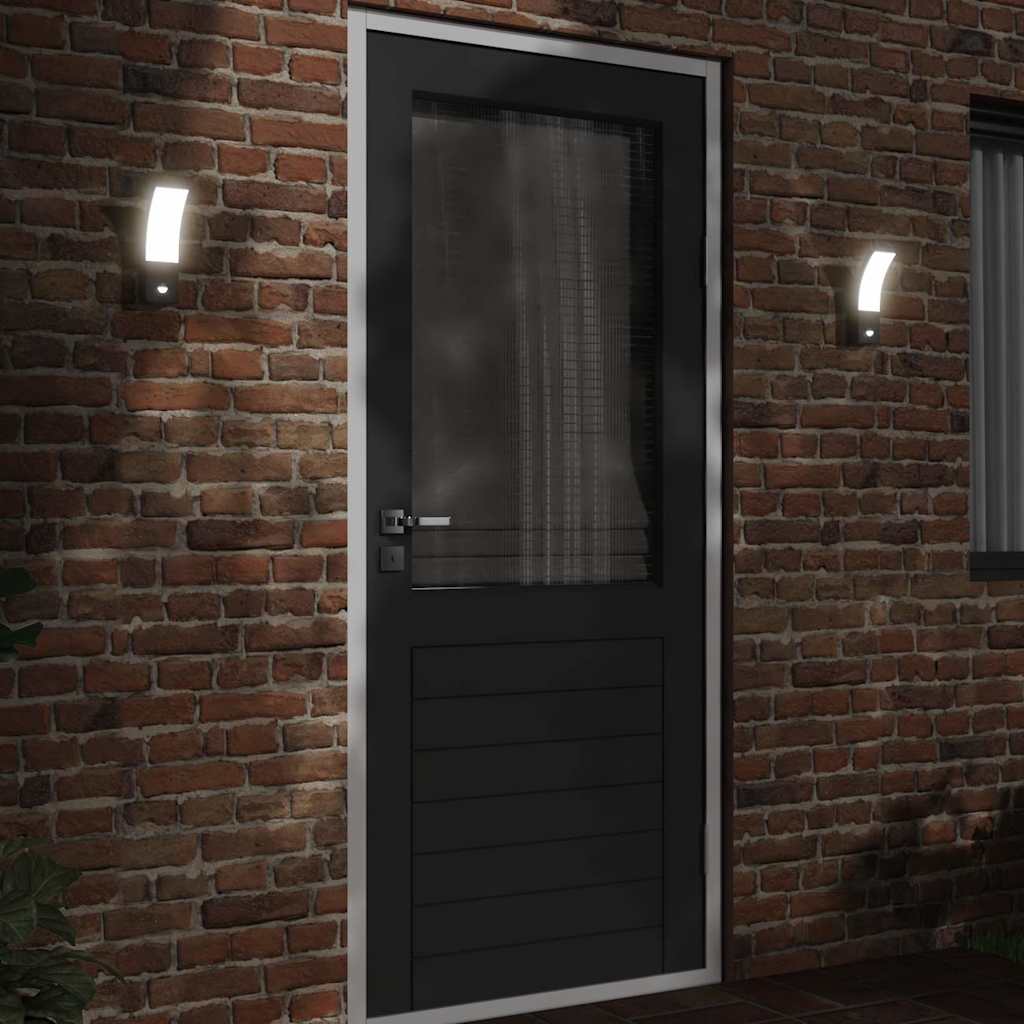 Vidaxl Lampade a parete da esterno 2 ST LED con sensori fuso in alluminio nero