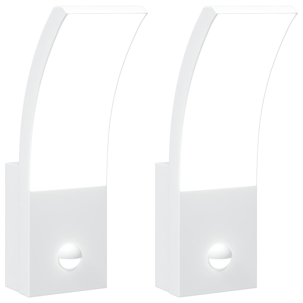 Vidaxl lámparas de pared al aire libre 2 st LED con sensores de aluminio fundido blanco