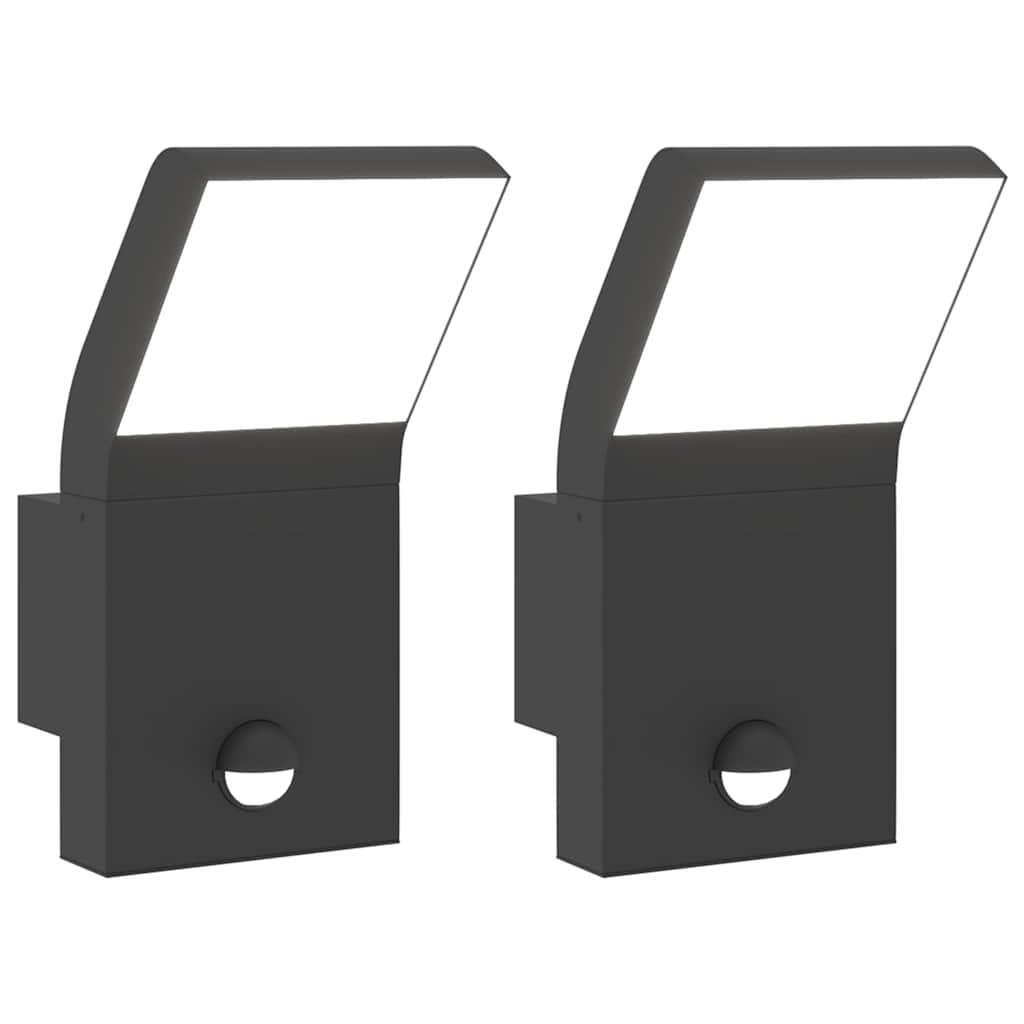 Vidaxl lámparas de pared al aire libre 2 st LED con sensores de aluminio fundido negro