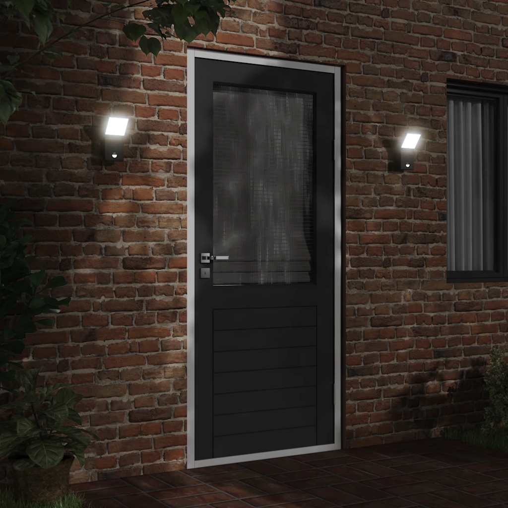 Vidaxl lámparas de pared al aire libre 2 st LED con sensores de aluminio fundido negro