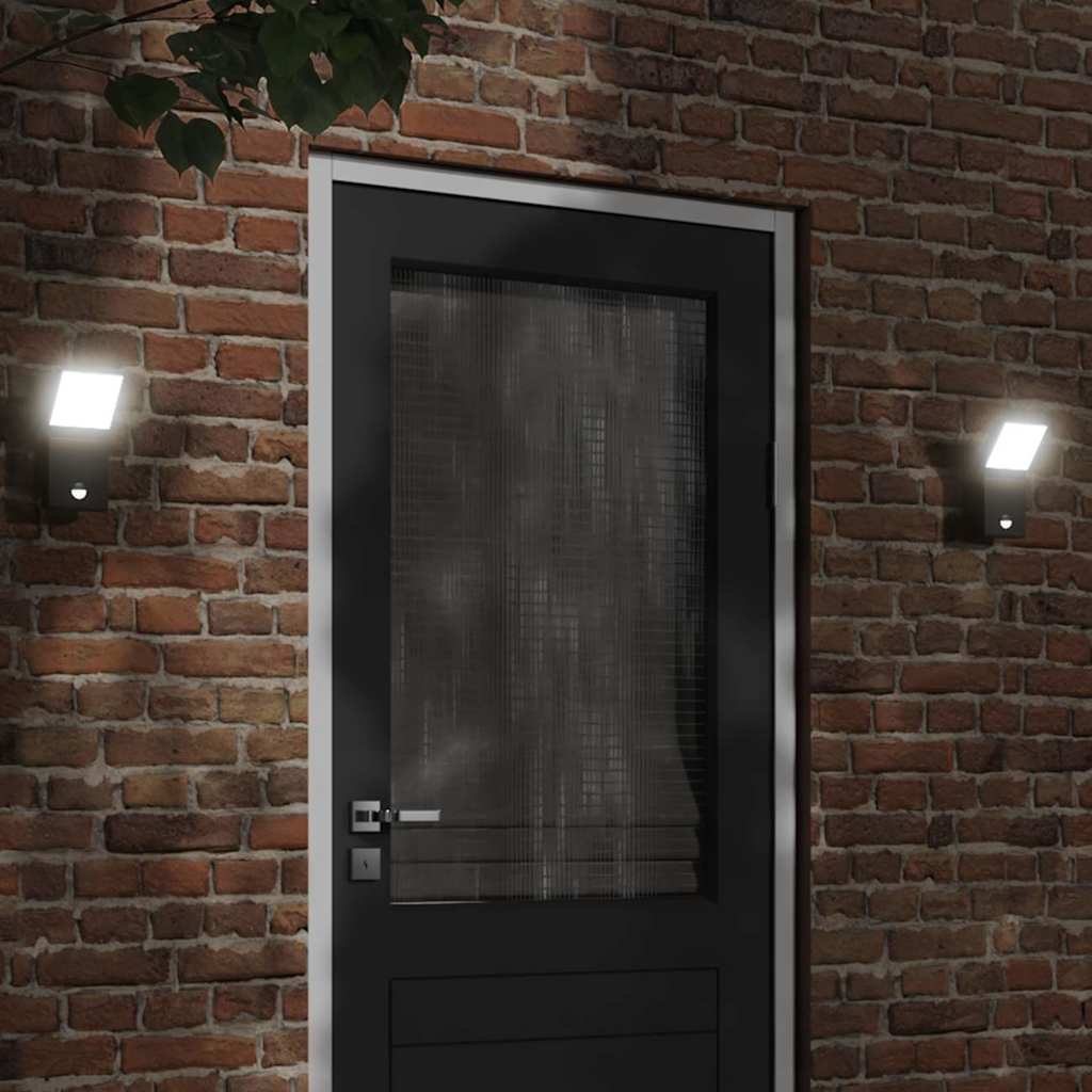 Vidaxl lámparas de pared al aire libre 2 st LED con sensores de aluminio fundido negro
