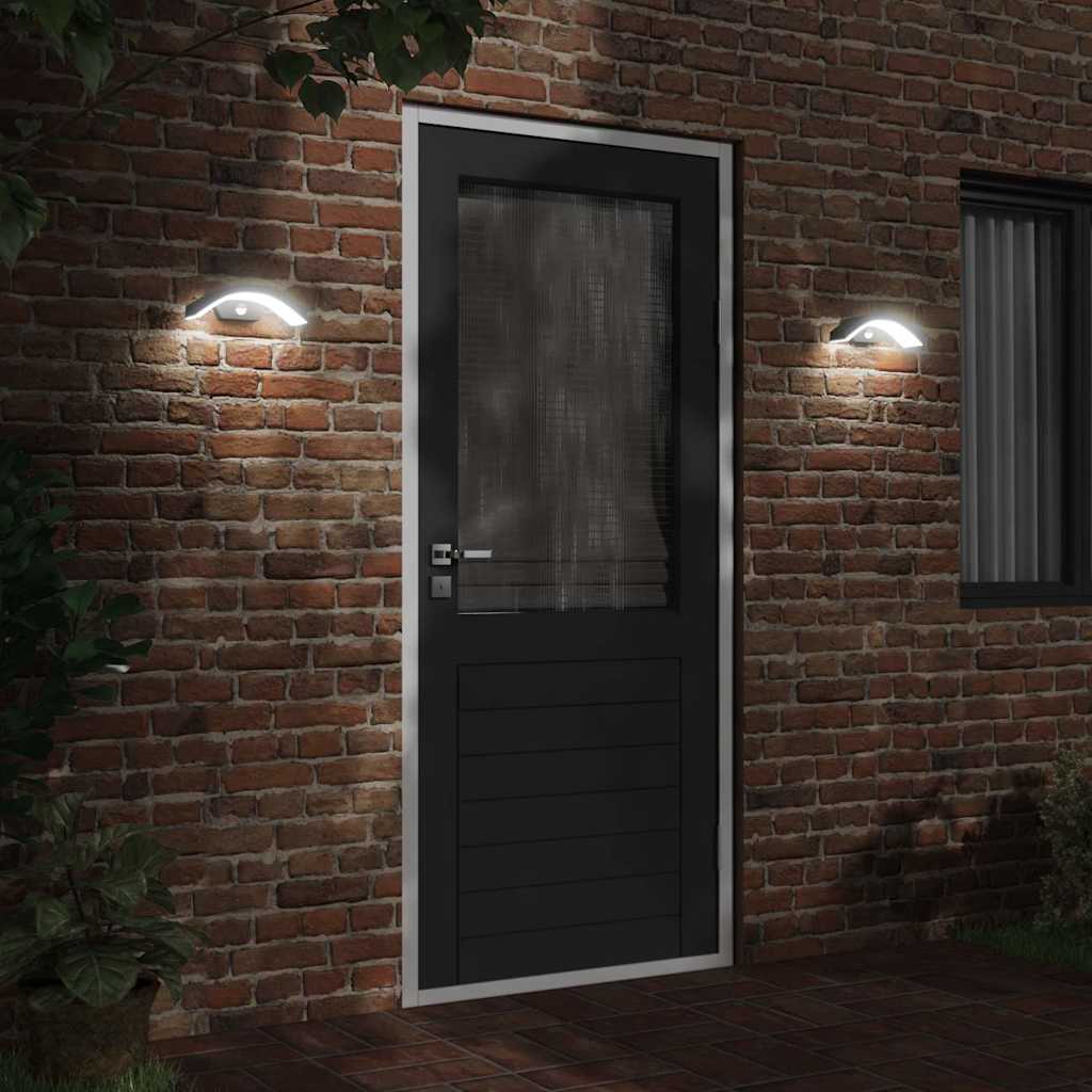 Vidaxl lámparas de pared al aire libre 2 st LED con sensores de aluminio fundido negro