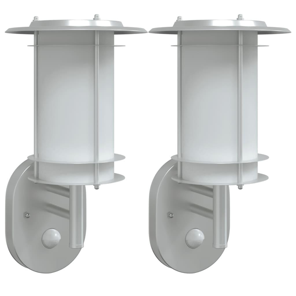 Vidaxl Lampade a parete da esterno 2 St con sensori in acciaio inossidabile colorato