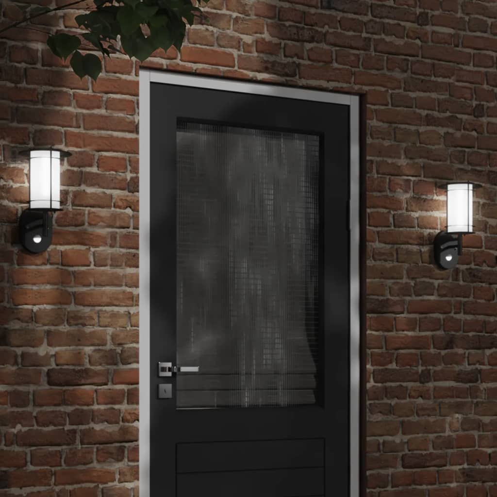 Vidaxl Lampada a parete da esterno con sensore in acciaio inossidabile nero
