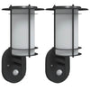 Vidaxl Lámparas de pared al aire libre 2 st con sensores de acero inoxidable negro