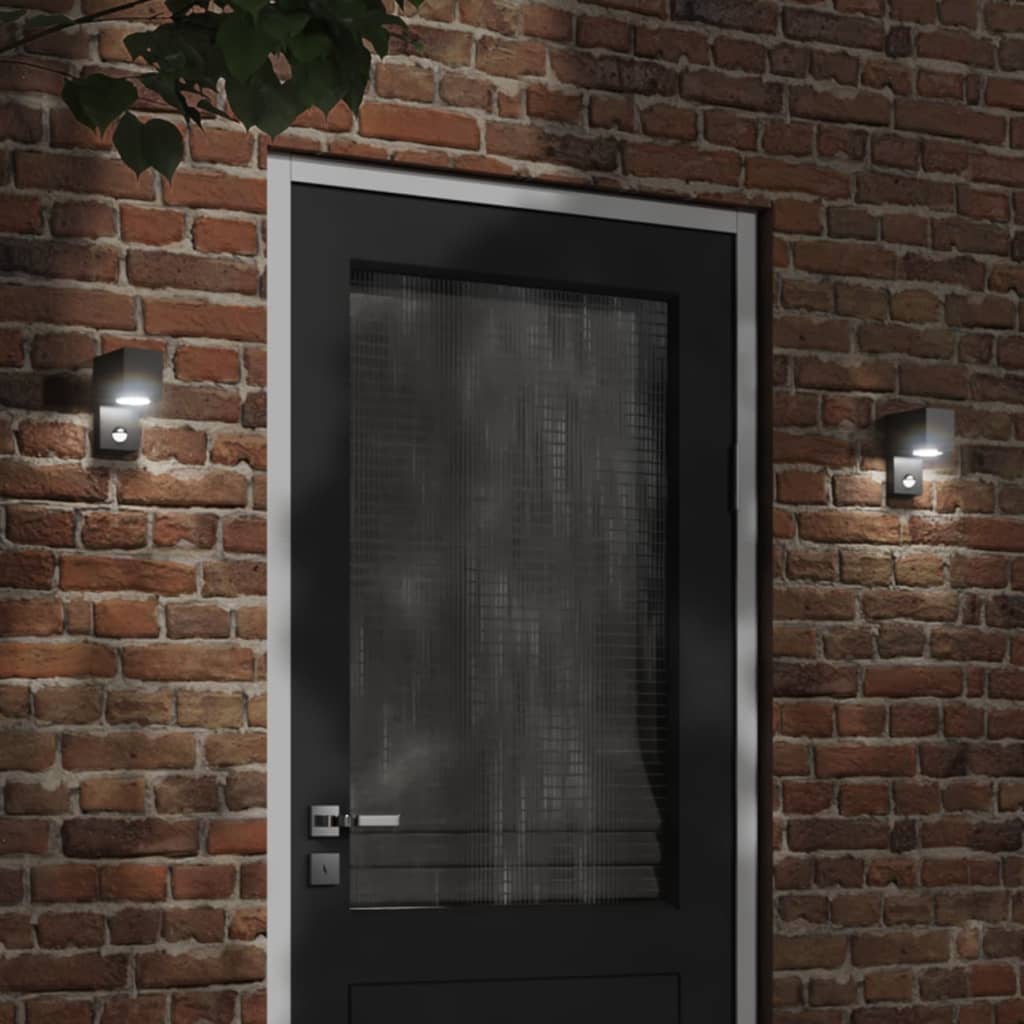 Lámpara de pared al aire libre de Vidaxl con aluminio fundido de sensor