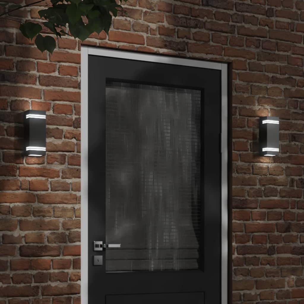 Vidaxl Lampade a parete da esterno 2 St Acciaio inossidabile nero