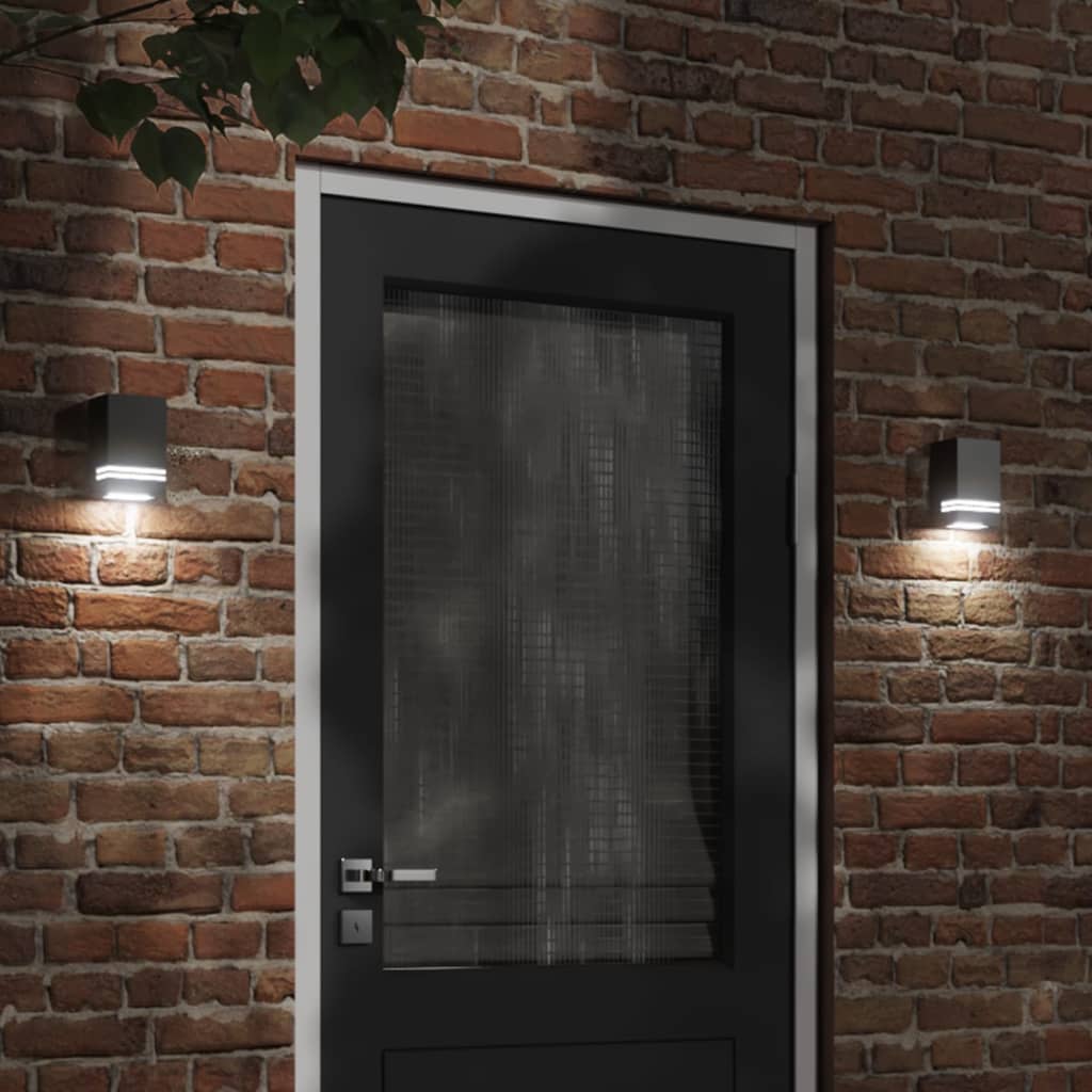 Vidaxl Lampade a parete da esterno 2 St Acciaio inossidabile nero