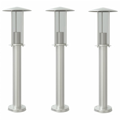 Vidaxx lámpara de pie exterior 3 piezas 60 cm acero inoxidable color plata