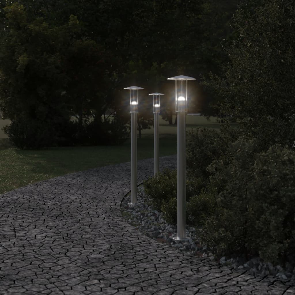 Lampada da pavimento Vidaxl per color argento in acciaio inossidabile esterno da 100 cm