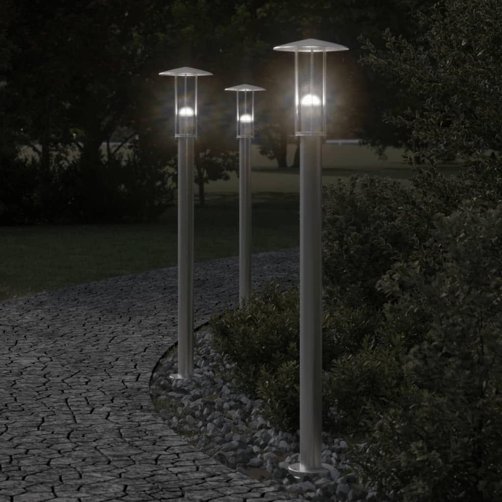 Lampada da pavimento Vidaxl per color argento in acciaio inossidabile esterno da 100 cm