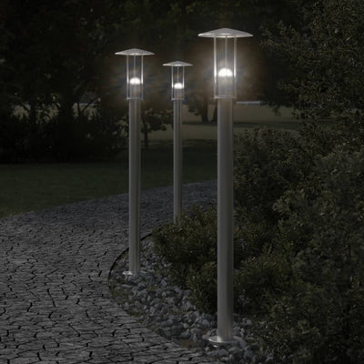 Lámpara de piso Vidaxl para plata de 100 cm de acero inoxidable de color plateado