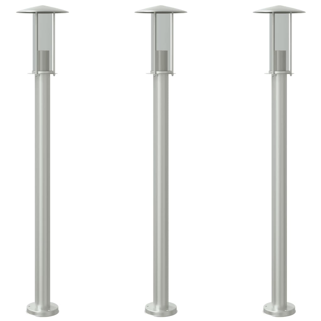 Lampada da pavimento Vidaxl per color argento in acciaio inossidabile da 3 St 100 cm