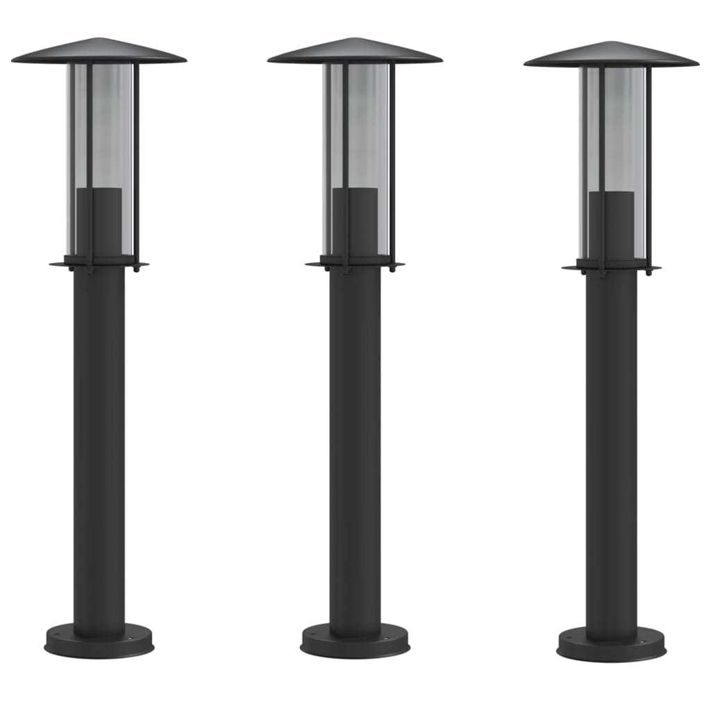 Lampada da pavimento Vidaxl per 3 pezzi all'esterno 60 cm in acciaio inossidabile